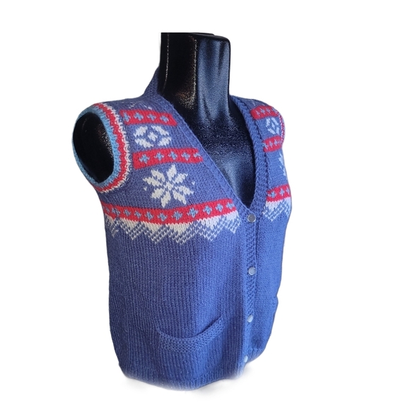 Handmade Vintage Knit Button Up Sweater Vest - Picture 3 of 6